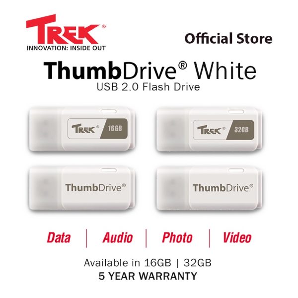 TREK USB 2.0 Thumbdrive™ Flash Drive WHITE (16GB/32GB)